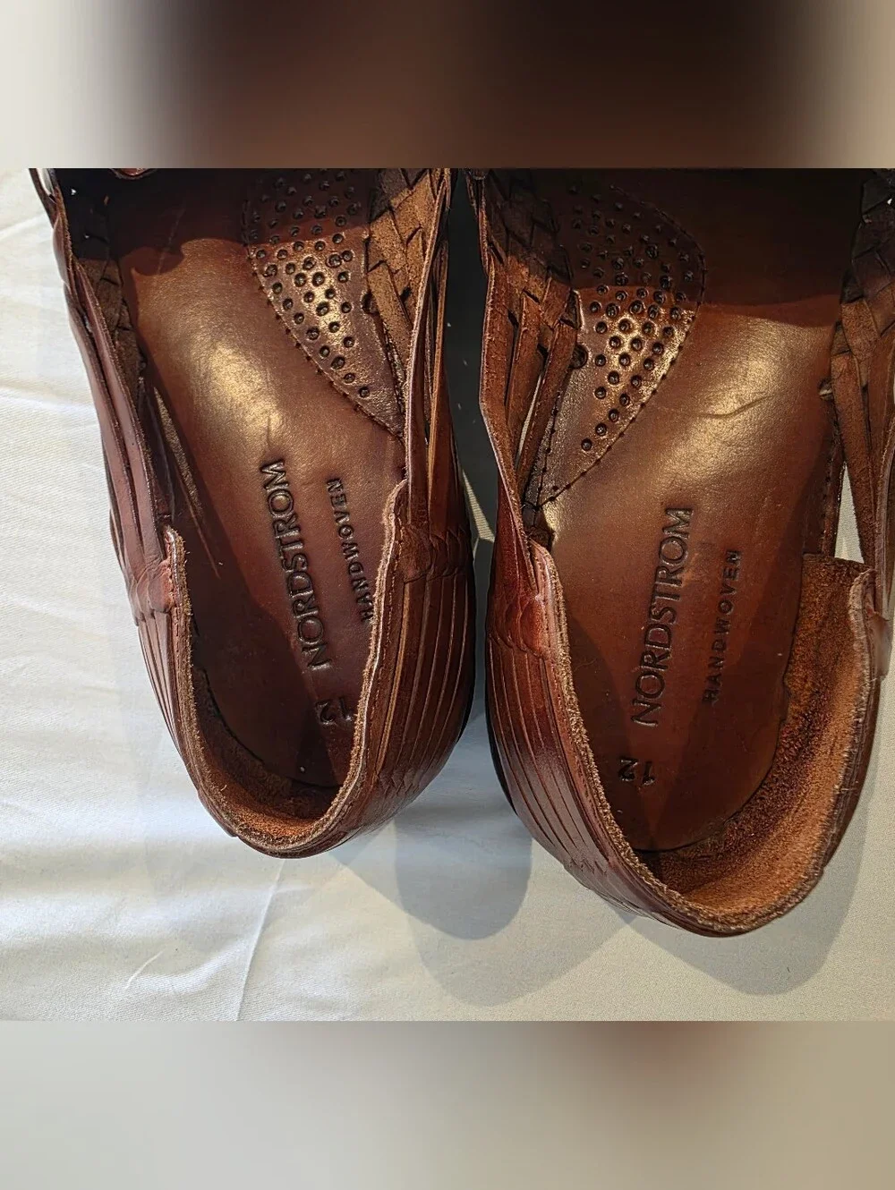 Nordstrom Huarache Slip-on Loafers Sz 12 Hand Woven Braided Leather Sandals